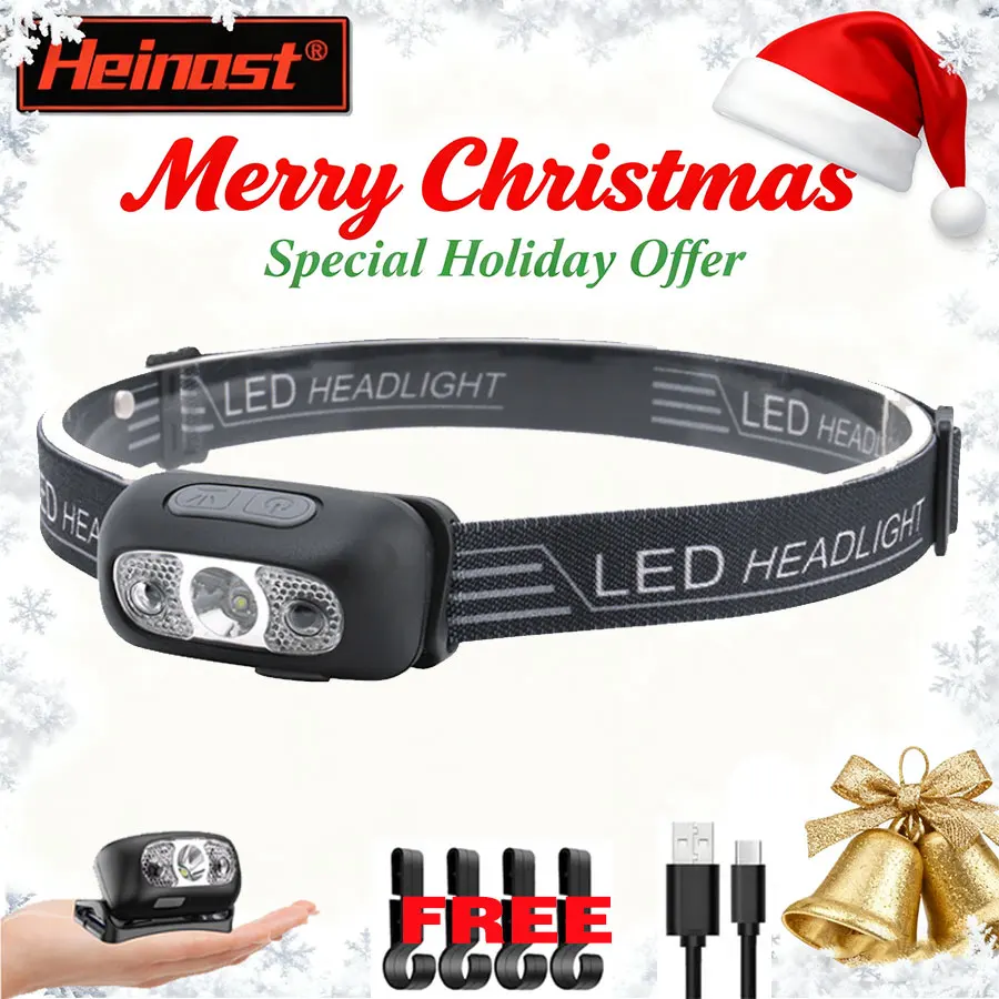Portable Mini LED Sensor HeadLight Night Fishing Torch Rechargeable Head Lamp Outdoor Camping Waterproof Strong Light Headlamp