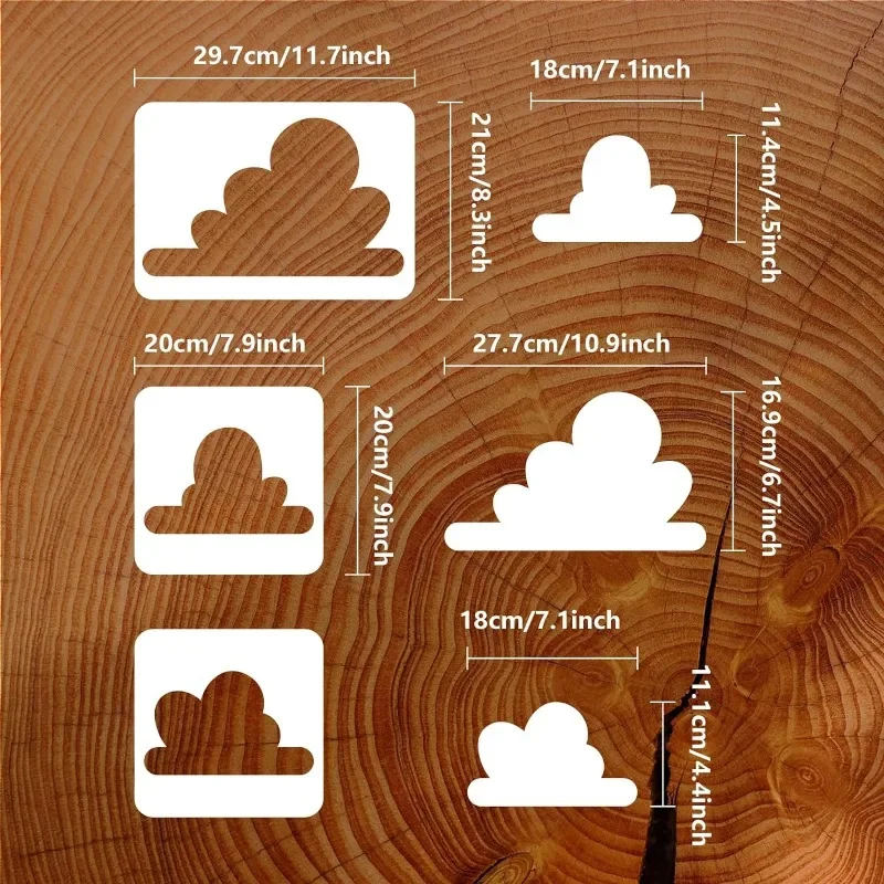 3PCS Large Cloud Paint Stencil 2 Size Wall Stencils for Bedroom Decoration Plastic for Painting on Tile Fabric Furniture