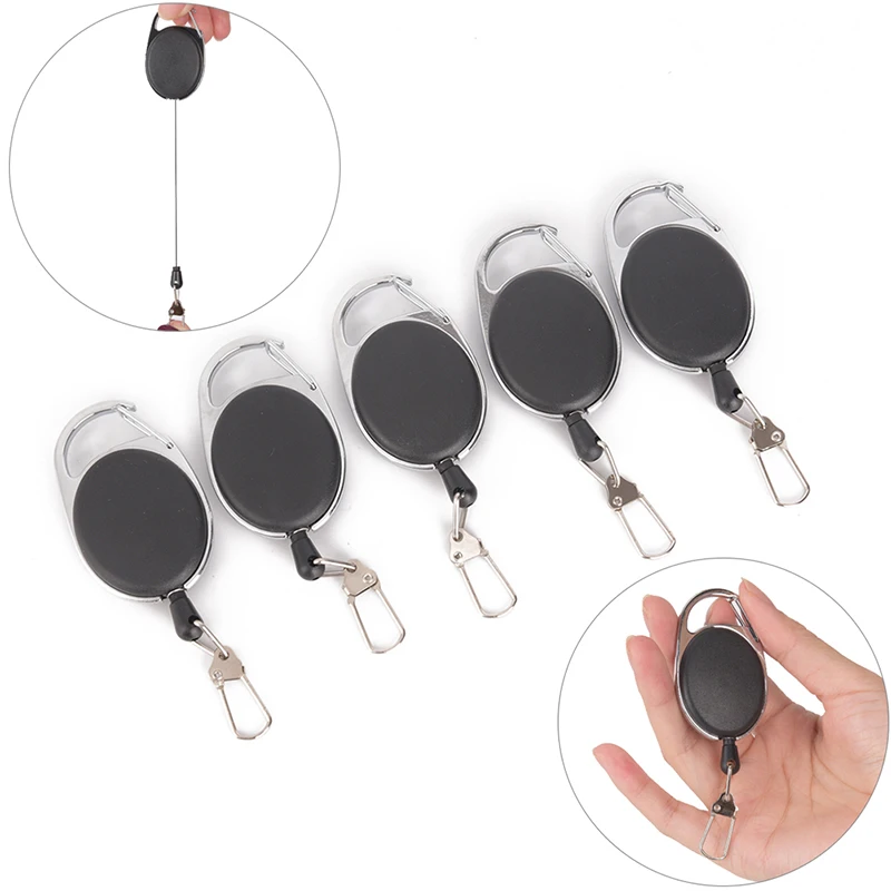 Retractable Key Chain Reel Steel Cord Recoil Belt Key Ring Badge Holder Outdoor