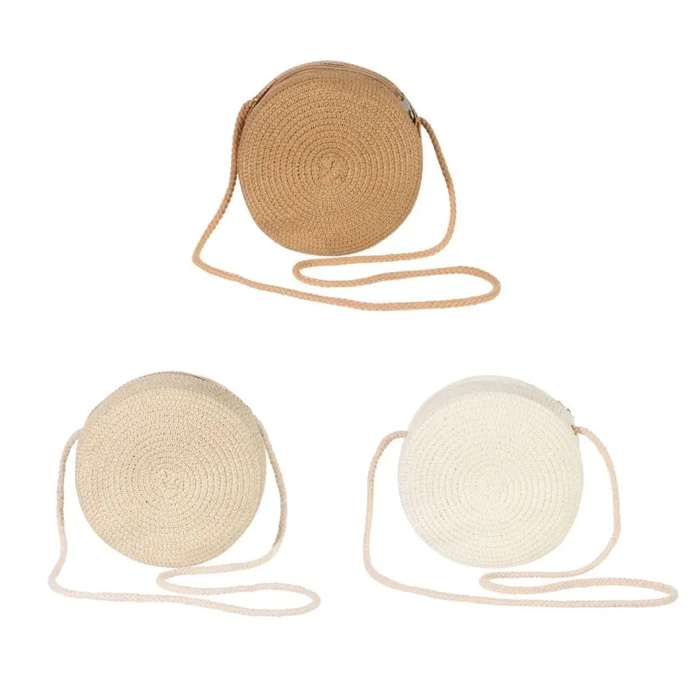 Mode Runde Frauen Mädchen Rattan Gewebt Stroh Handtasche Stroh Tasche Sommer Strand Tasche