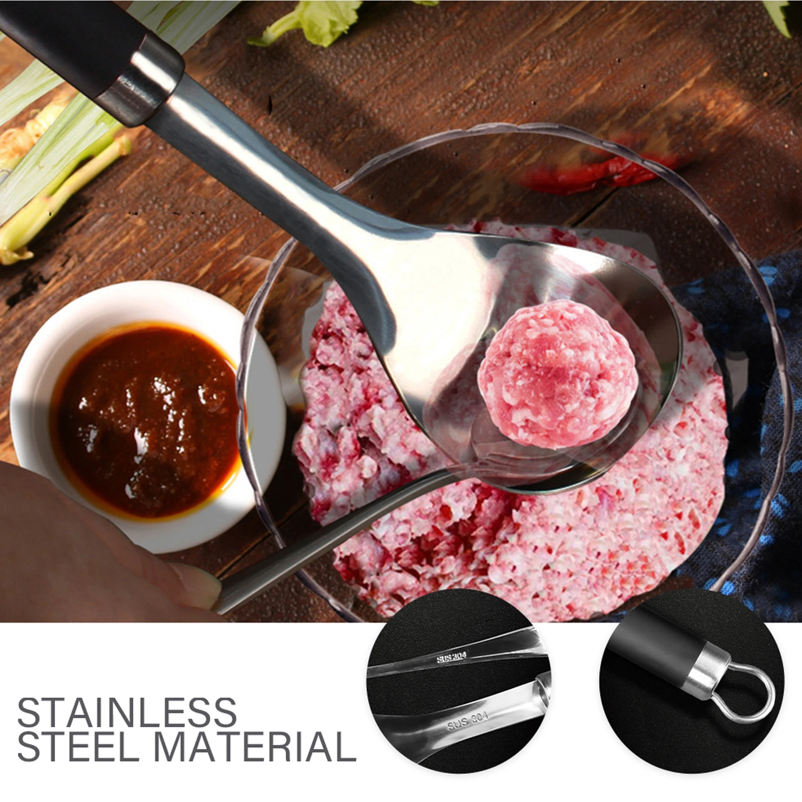 

2PCS Stainless Meatball Maker Scoop Tool for Meat Ball Tool Kitchen Use Long Comfortable H Saving Design