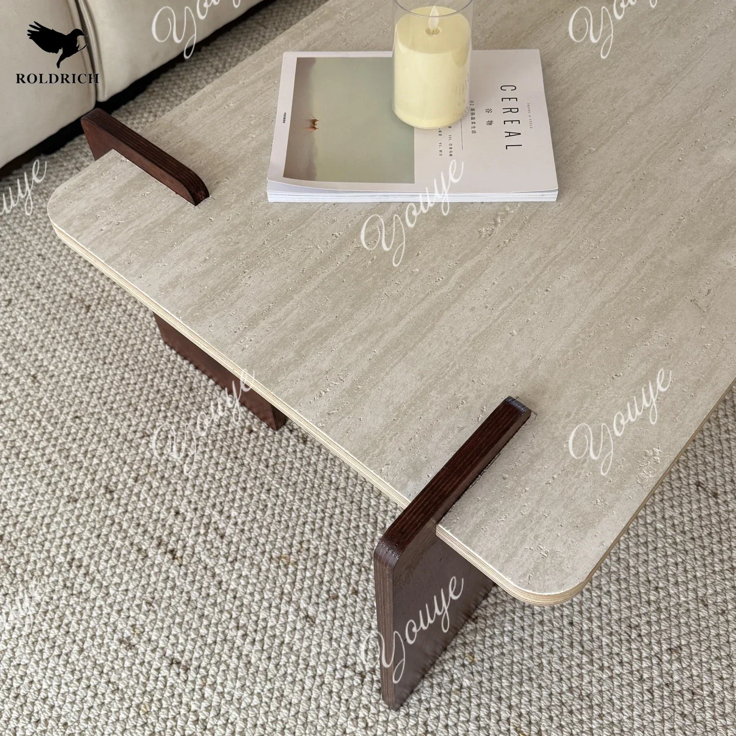 AXA Travertine الرخام الطبيعي القهوة غرفة المعيشة طاولة صغيرة المنزلية الحد الأدنى أريكة طاولة شاي مربعة طاولة منخفضة