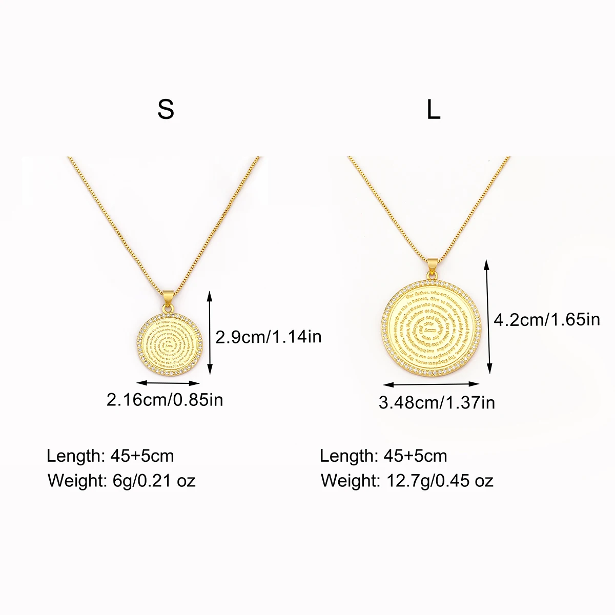 Nidin New Round Shape Spain/English Pendant Necklace S/L Sizes Choice For Women Men Copper Clavicle Chain Jewelry Accessories