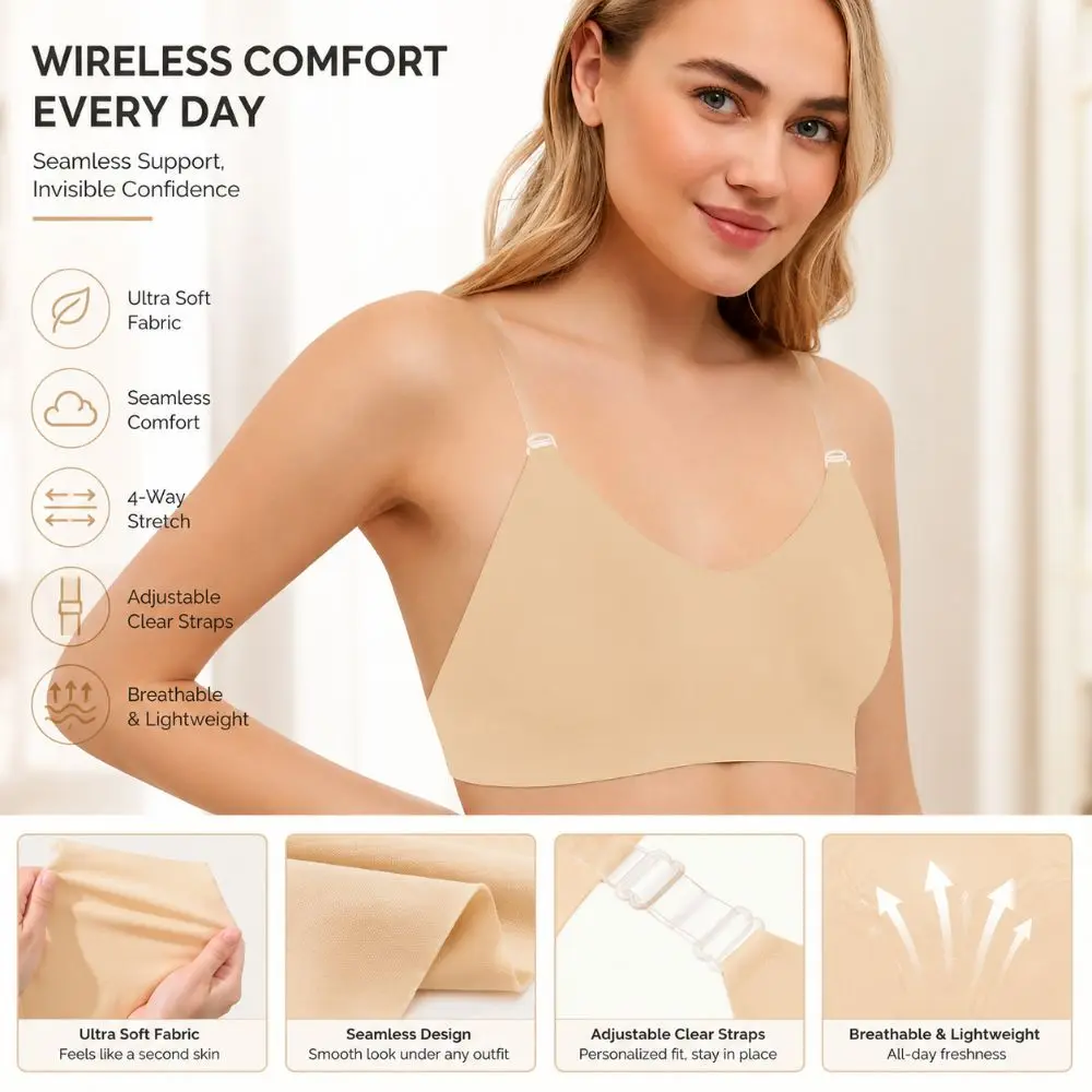 Supportive No Underwire Push Up Bras Breathable Fabric Push Up Padding Full Coverage Bra Comfort Fit Seamless Bras For Women