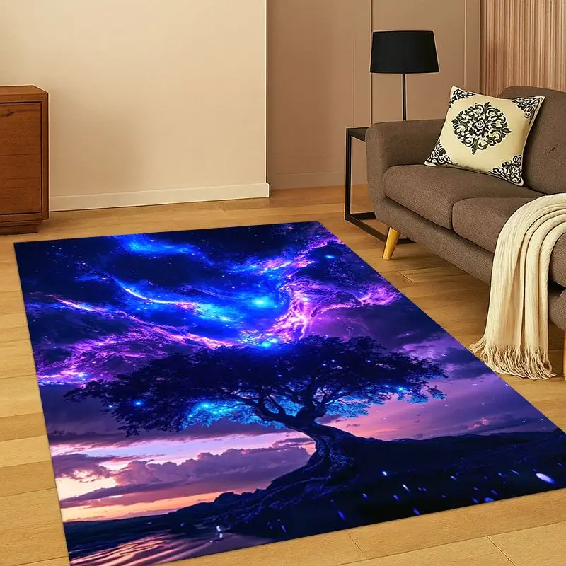 Tree of Life Nordic Mythology Yggdrasil Nature Cartoon Carpet Rug for Bedroom Living Room Sofa Doormat Home Decor,Non-slip kid