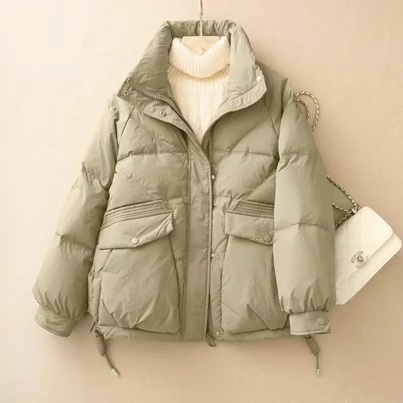 Zimowe ciepłe puchowe kurtki bawełniane topy damskie Casual Zipper jednorzędowe płaszcze klasyczne solidne z długim rękawem zagęścić Abrigos Blusas