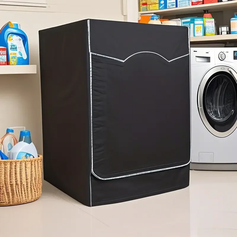 （black）23.6x25.5x33.4in Washing Machine Cover for Top Load Machine,Washers/Dryers Cover with Zipper Thickened Fabric