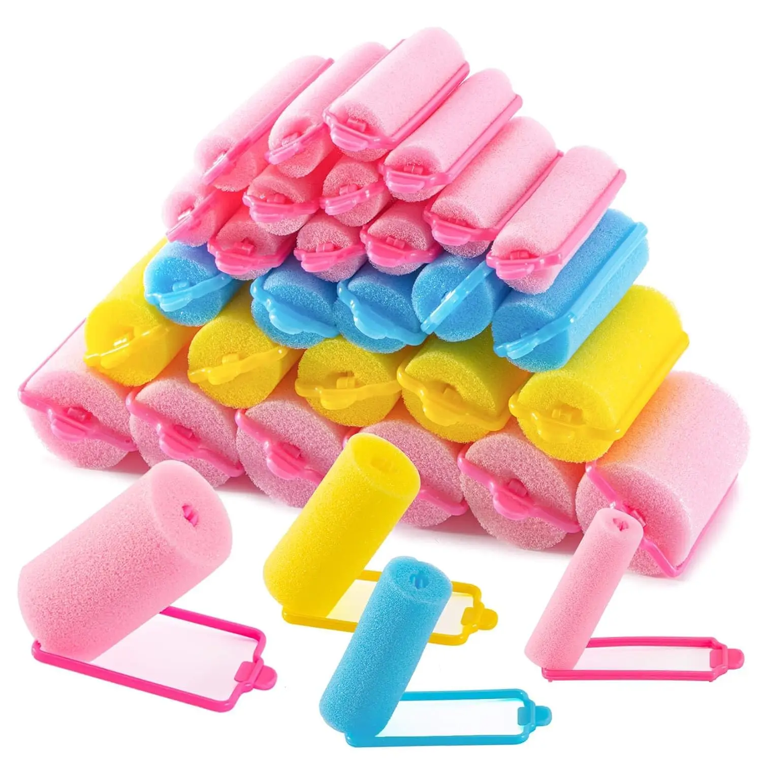 36PCS Foam Hair Rollers - Heatless Sponge Curlers for Short/Long Hair, Soft Sleep Curlers for Overnight Styling