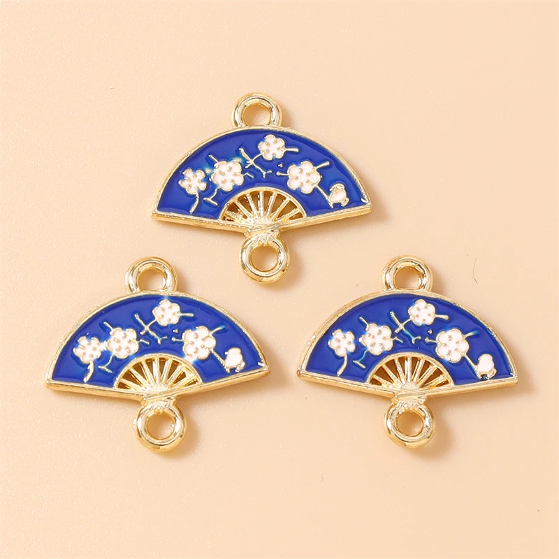 20 Stück 16x14mm Niedliche Emaille-Blumen-Fächer-Anhänger Verbinder für Schmuckherstellung DIY Halsketten Armbänder Handgemachtes Zubehör – Detail 9