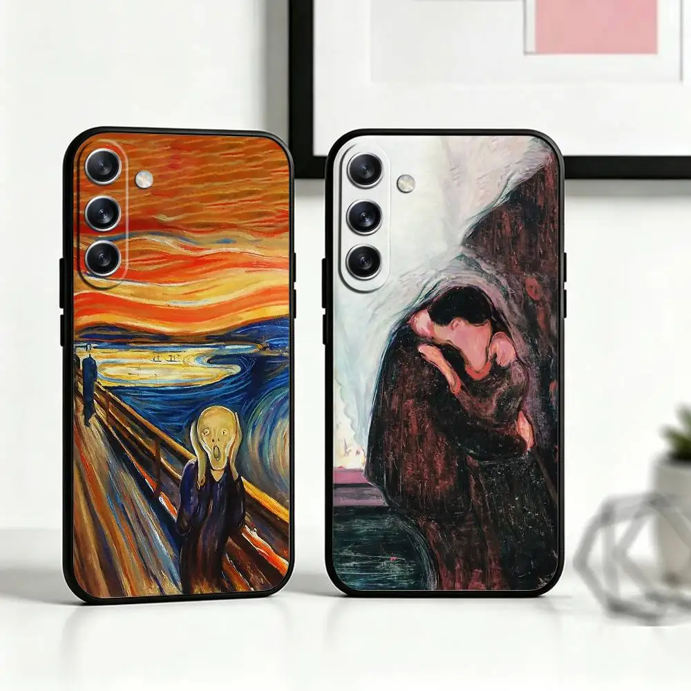 E-Edvard Munch Paintings Art Phone Case For Samsung Galaxy A73,A72,A71,A70,A53,A52,A51,Others Soft Black Cover