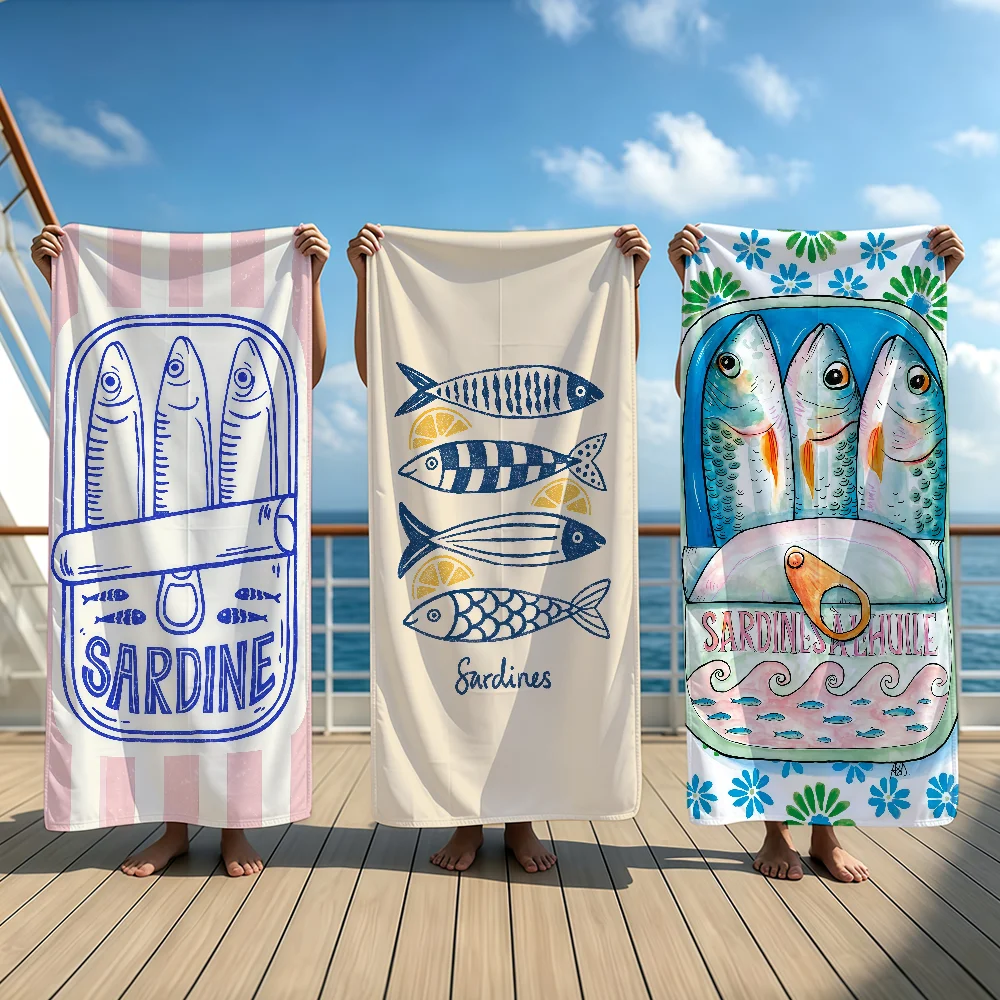 S-Sardines N-NordicS Towel Beach Oversized Soft Ultra Absorbent Quick Drying Large Pool Travel Camping Bathroom