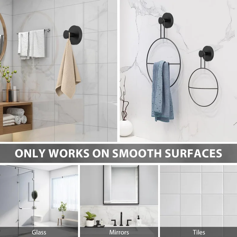 خطافات شفط للاستحمام، كوب فضي مطور بدون مثقاب، حمامات منشفة قابلة للإزالة مقاومة للماء