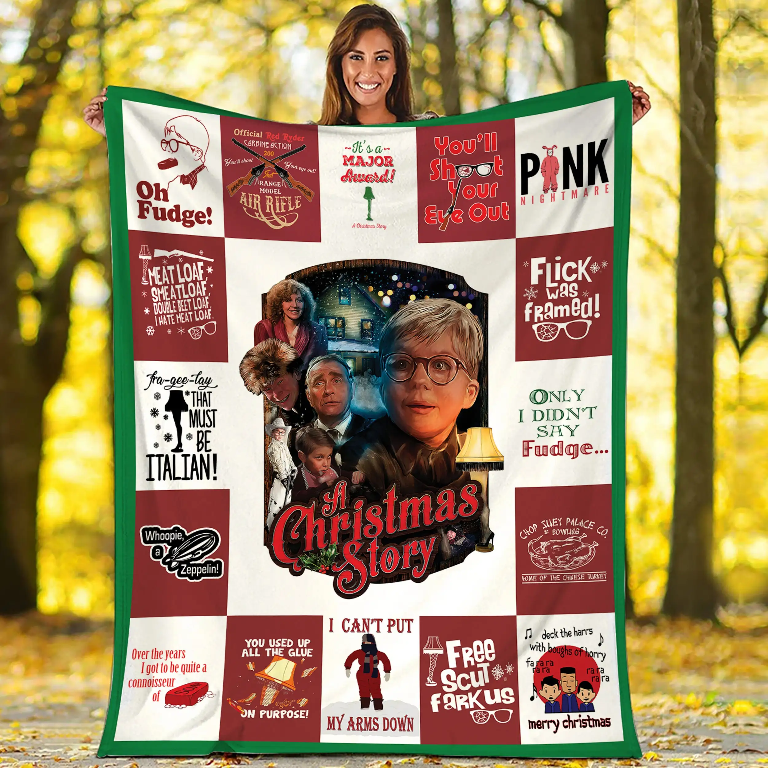 A Christmas Story Blanket Ralphie Blanket Leg Lamp Oh Fudge Pink Nightmare Christmas Movie Blanket Christmas Gift Birthday Gifts