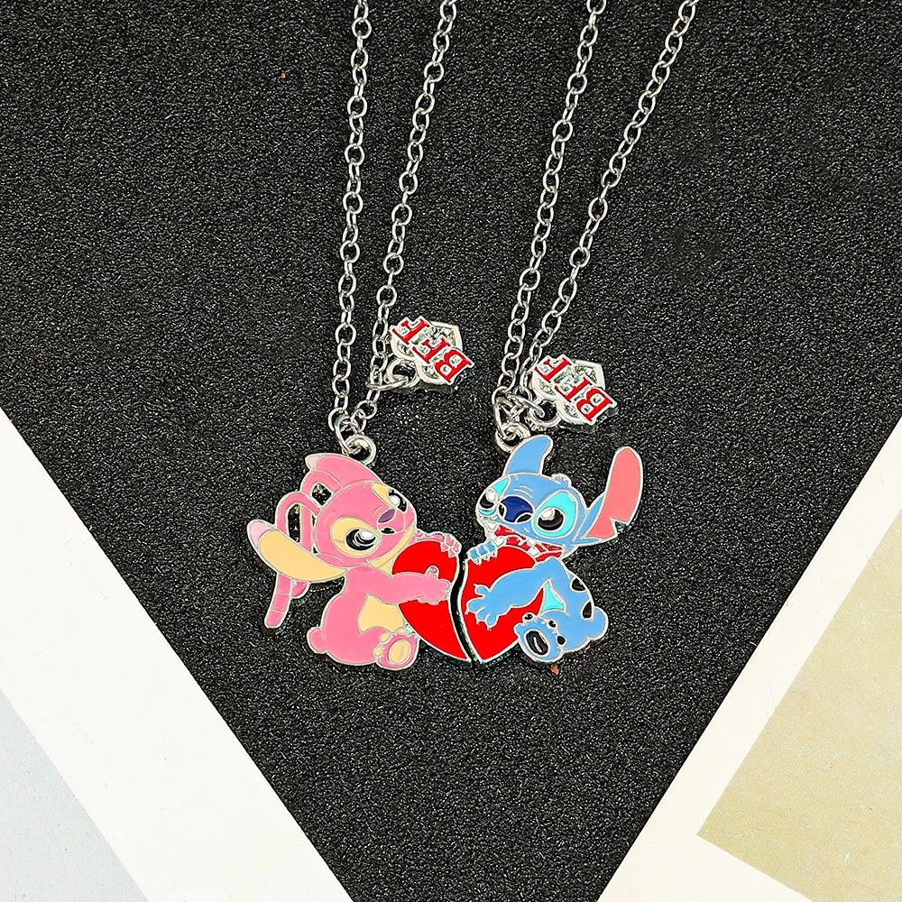 Conjunto de collar de dibujos animados de Ángel, 2 uds., BFF, mejores amigos, pareja, joyería de amor, bonito diseño de corazón, accesorios, regalos