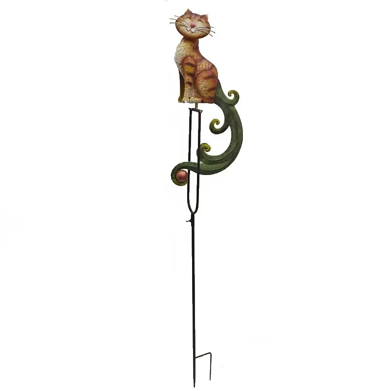 

Cross-border new wrought iron decoration outdoor creative ornament rocking cat toy animal balancer garden art