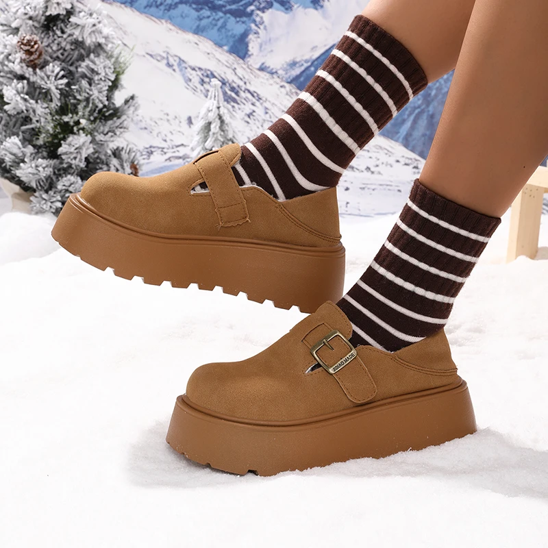 Kobiety Śniegowce Platforma Casual Sneakers Warm Cotton Loafers Shoes Winter Trend Warm Walking Ankle Boots Women Botas De Mujer