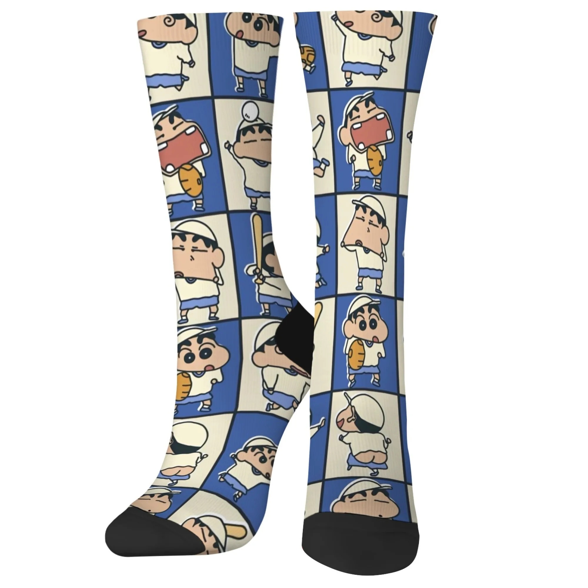 

Мужские носки с принтом Crayon Shin-chan в стиле Харадзюку, удобные дышащие нескользящие повседневные носки, новинка, уличные забавные носки для экипажа