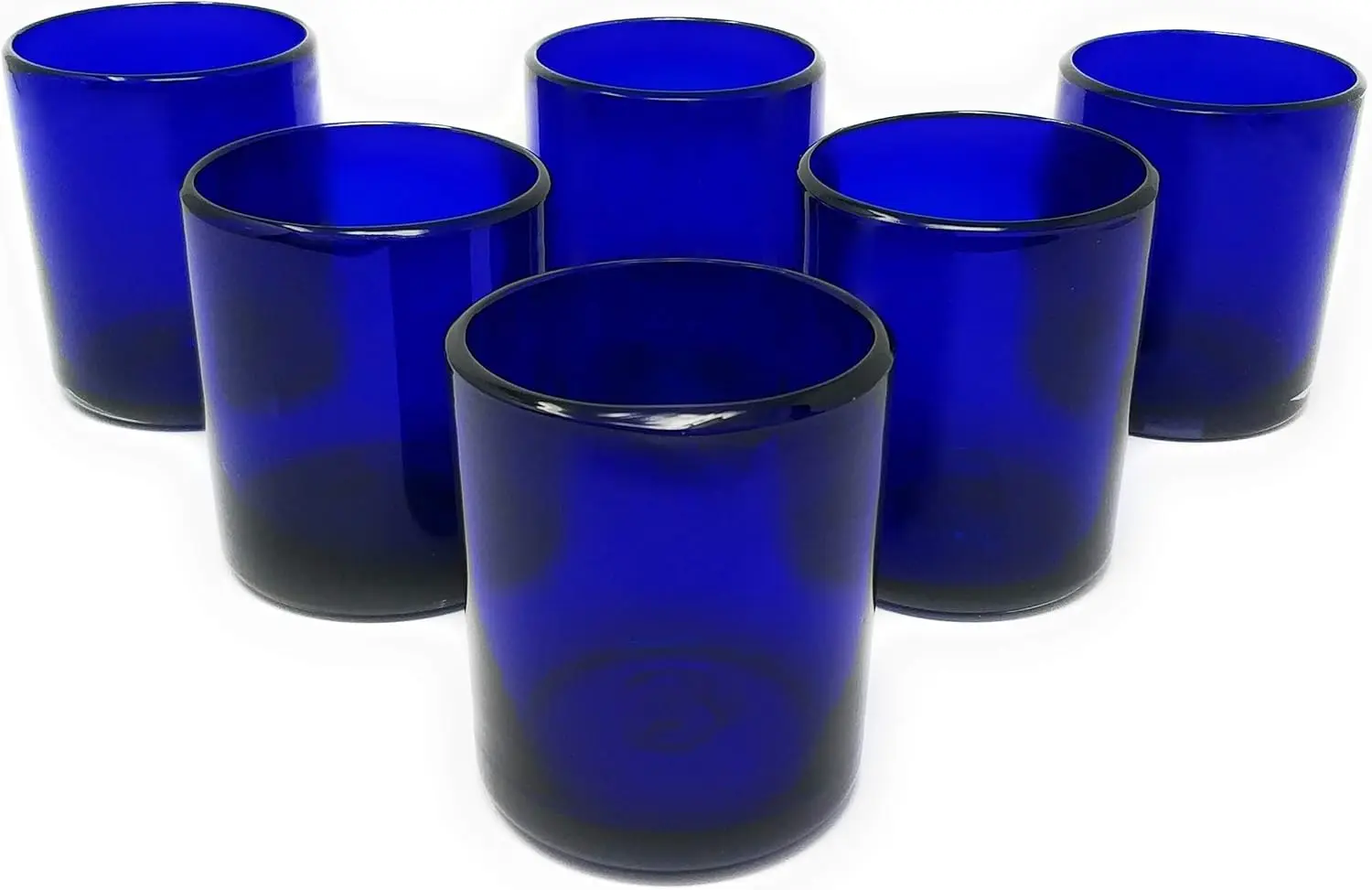 

Hand Blown Mexican Drinking Glasses - Set of 6 Cobalt Tumbler Glasses (10 oz each)