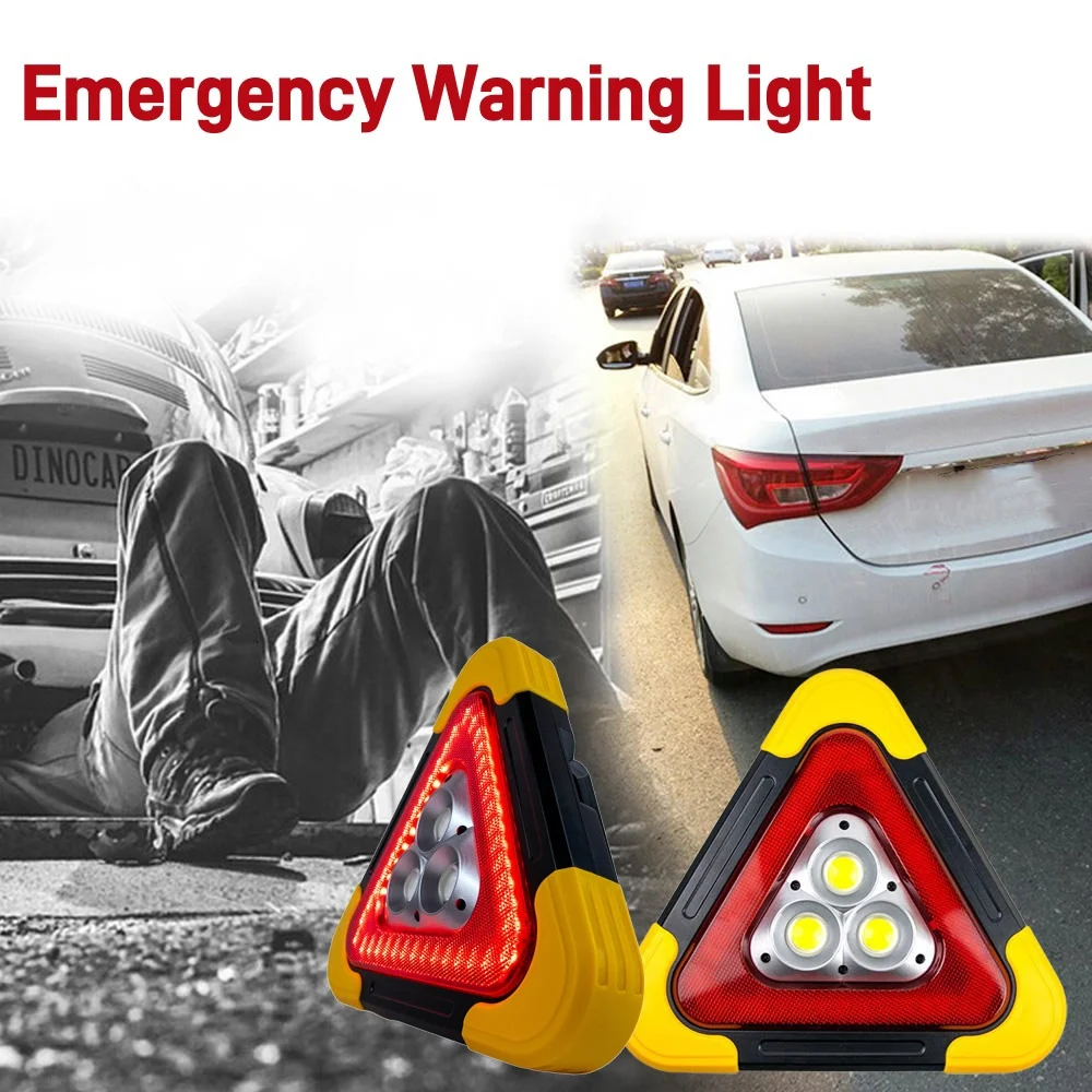 

Triangle Warning Flashing LED Work Light Emergency Solar Energy Rechargeable Safety Sign Lamp Portable Flashing Light on Hand