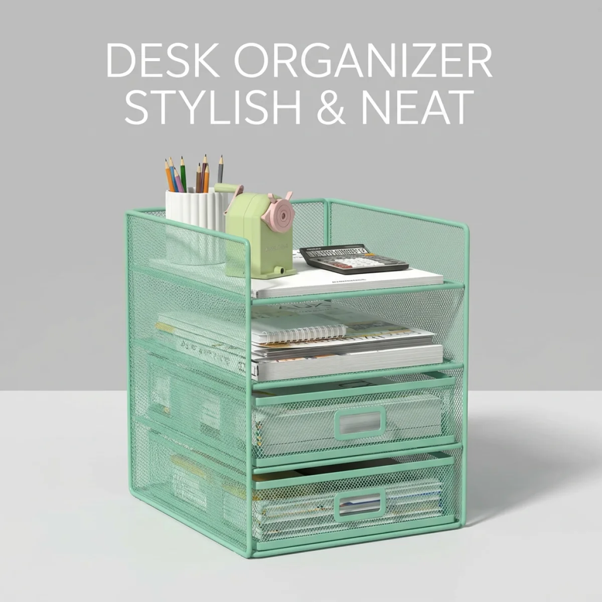 

Adjustable Desktop Paper & Book Stand – Office File Rack– Maximize Space – Anti-Messy Storage Solution