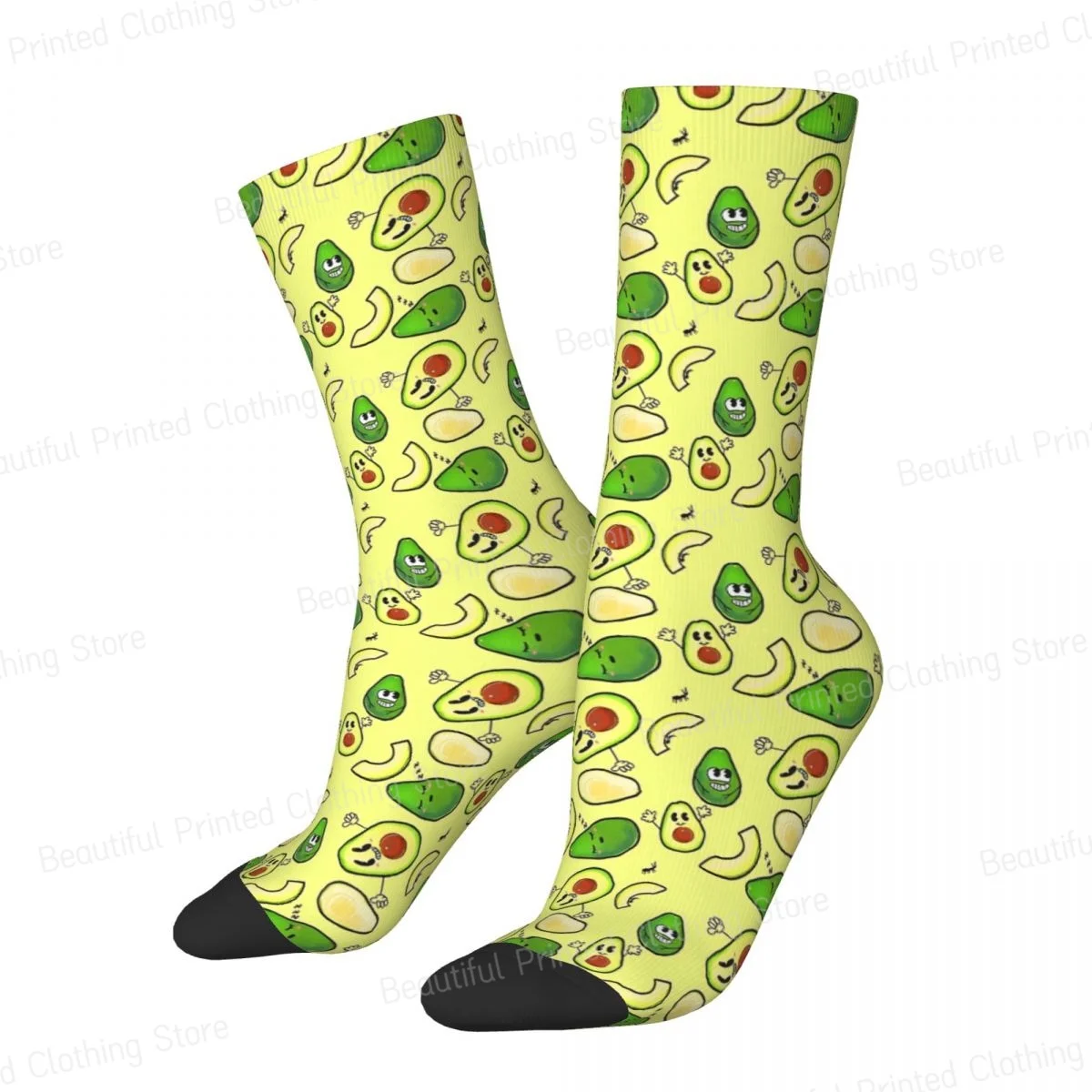 Cute fruit Avocado Pattern Men Women Round neck Socks Cycling Novelty Spring Summer Autumn Winter Stockings Gift