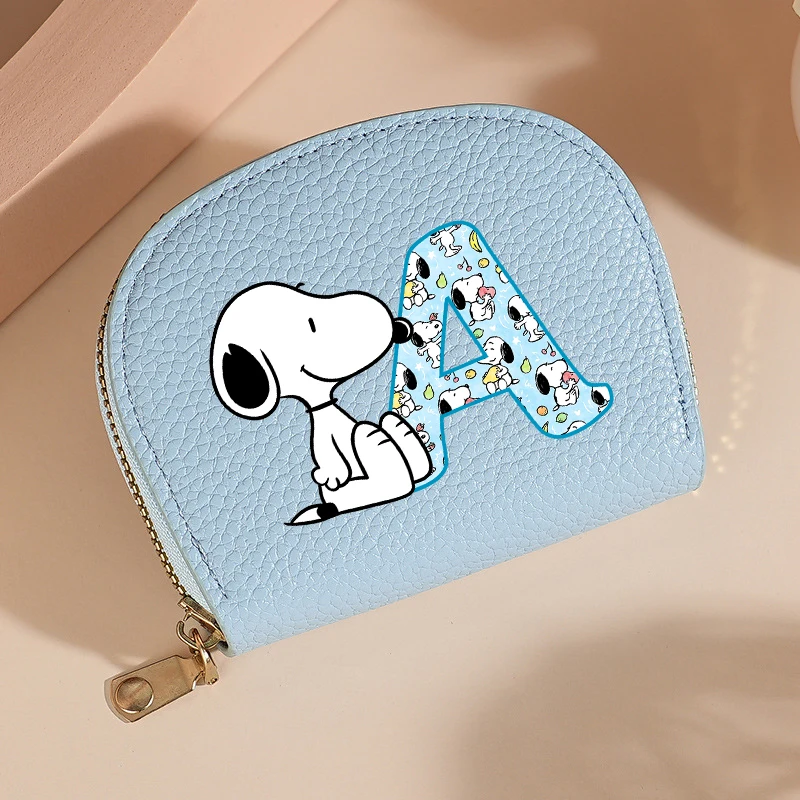 

Snoopy Shell Card Bag Cute Cartoon Anime Letter A-Z Pattern Zero Wallet Large Capacity Lightweight Card Bag Friend Birthday Gift