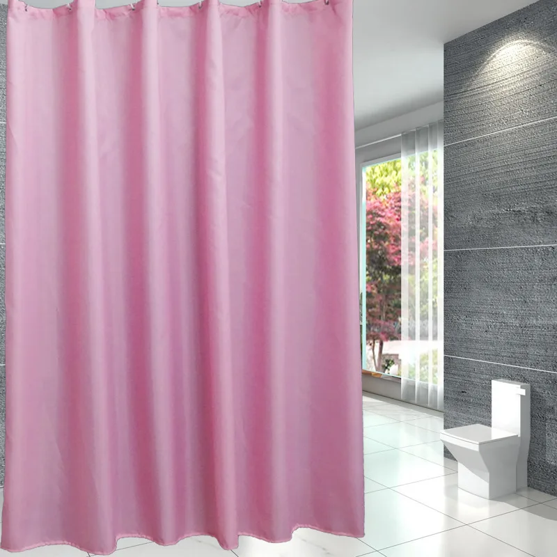 Thicken Pink Shower Curtains Polyester Waterproof Fabric Bath Curtain with Hooks for Bathroom Bathtub Large Wide Bathing Cover