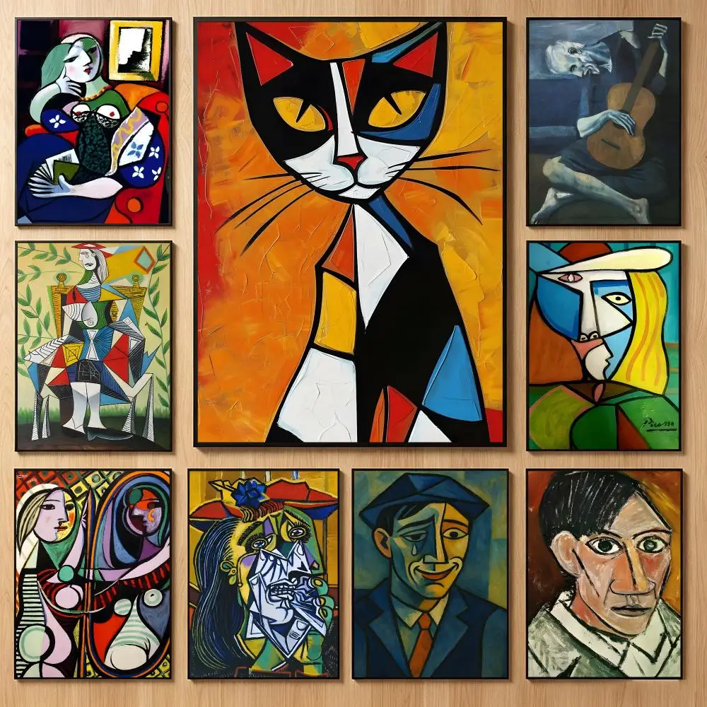 Innovative Artist P-Pablo Picasso Poster Classic Self-Adhesive PP Wall Sticker for Living Room Bar Decor Gift