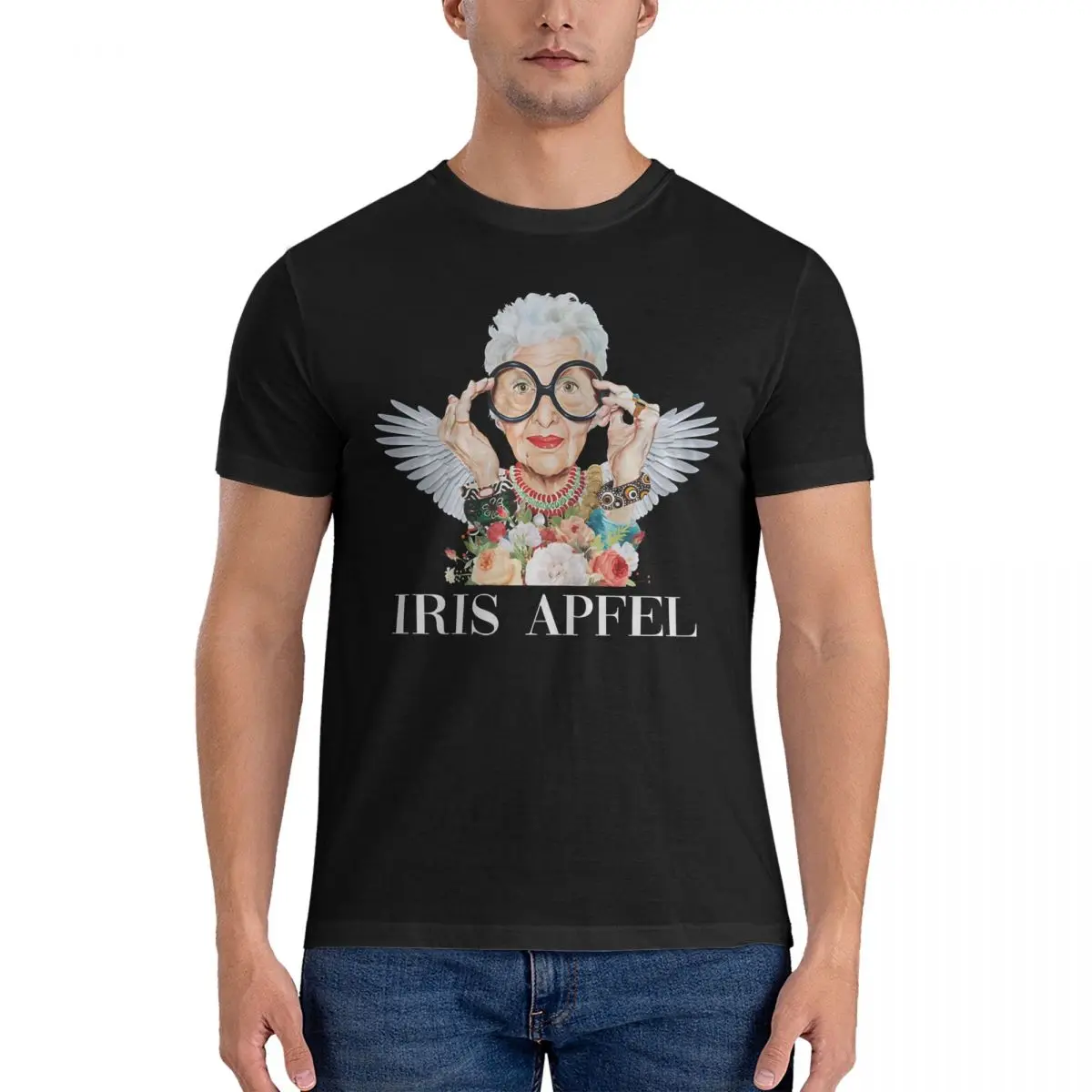 Rip T Shirts Men Cotton Novelty T-Shirt Crewneck Iris Apfel Tees Short Sleeve Clothes New Arrival