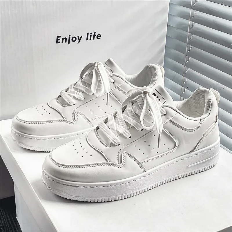 Leather Men White Classic Sneakers Breathable Comfort Casual Shoes Men Fashion Outdoor Walking Shoes Couple Footwear