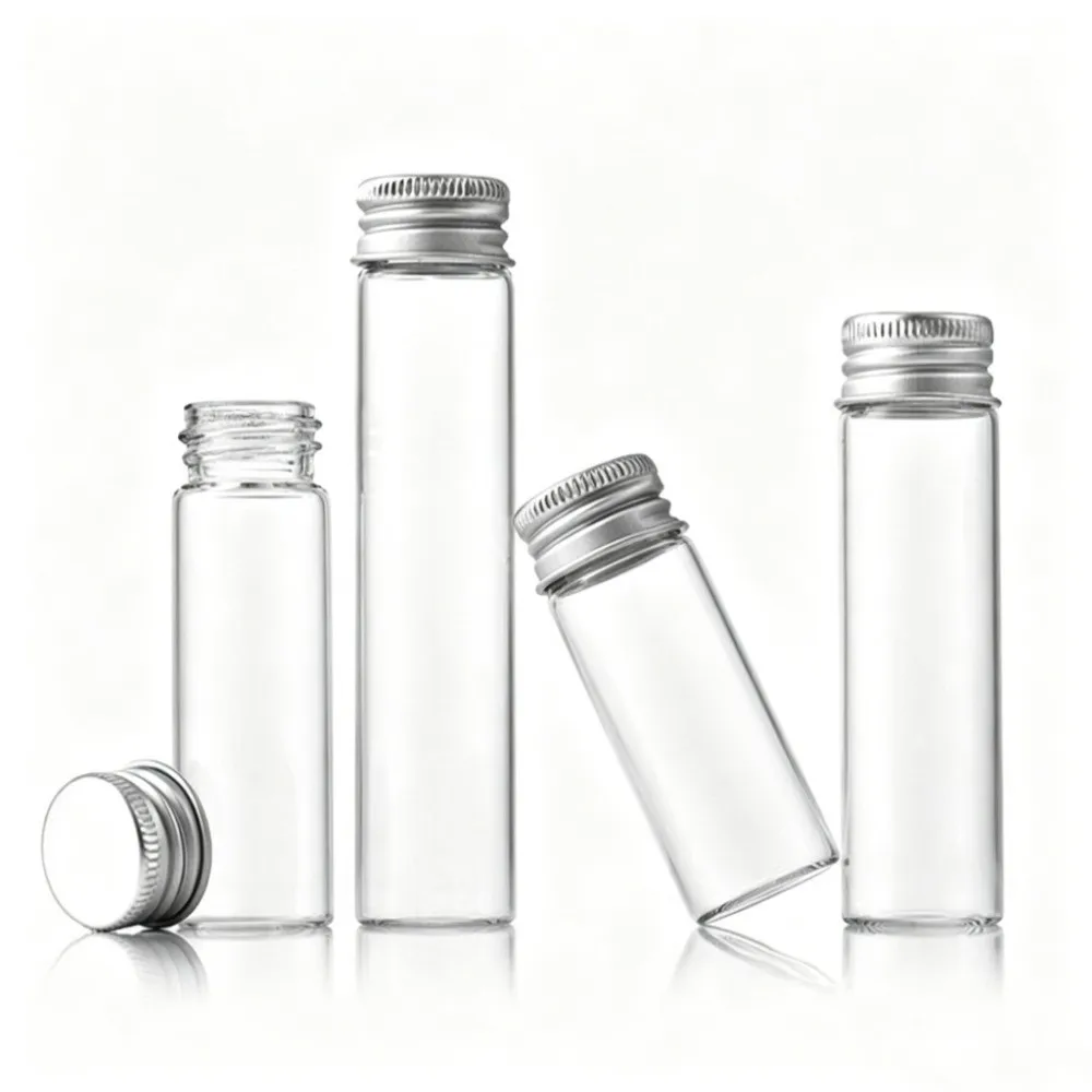 PET Material Storage Containers 50-125ml Capacity Aluminum Cap Mini Bottles Kitchen Storage Transparent Body Empty Jars