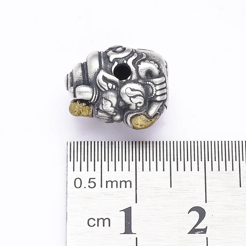 100% 925 Silver Tibetan Buddha Bead Sterling Buddhist Buddha Statue Loose Beads Good Luck Jewelry Findings