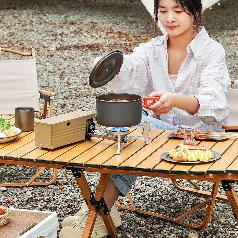 Imagem -04 - Fogões Portáteis ao ar Livre Dobrável Cassete Forno Selvagem Churrasco Fogão à Prova de Intempéries Queimador Acampamento para Caminhadas Piqueniques Pesca