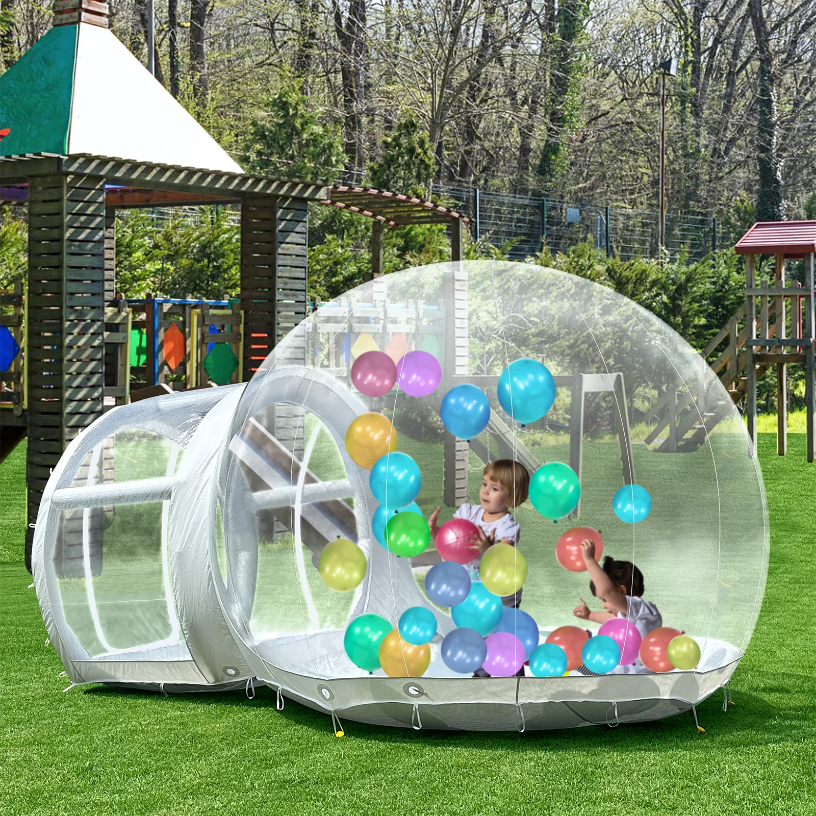 Nadmuchiwany dom z bąbelkami PVC 3M 10FT Nadmuchiwane zabawki dla dzieci Zamek komercyjny na zewnątrz z dmuchawą powietrza 1100W 100 balonów