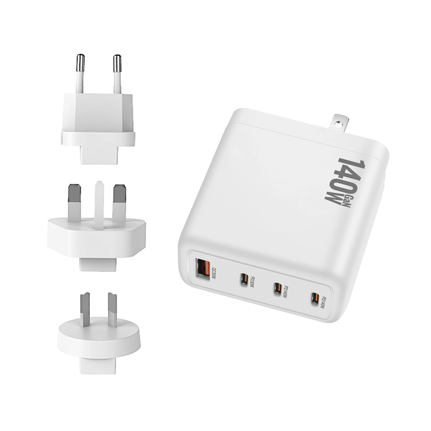 

140 Вт USB настенное зарядное устройство GaN 4-портовое PD Type C Fast Charge 3.0 Мобильное зарядное устройство для iphone 16 15Pro Samsung Huawei Xiaomi Oppo VivoMax