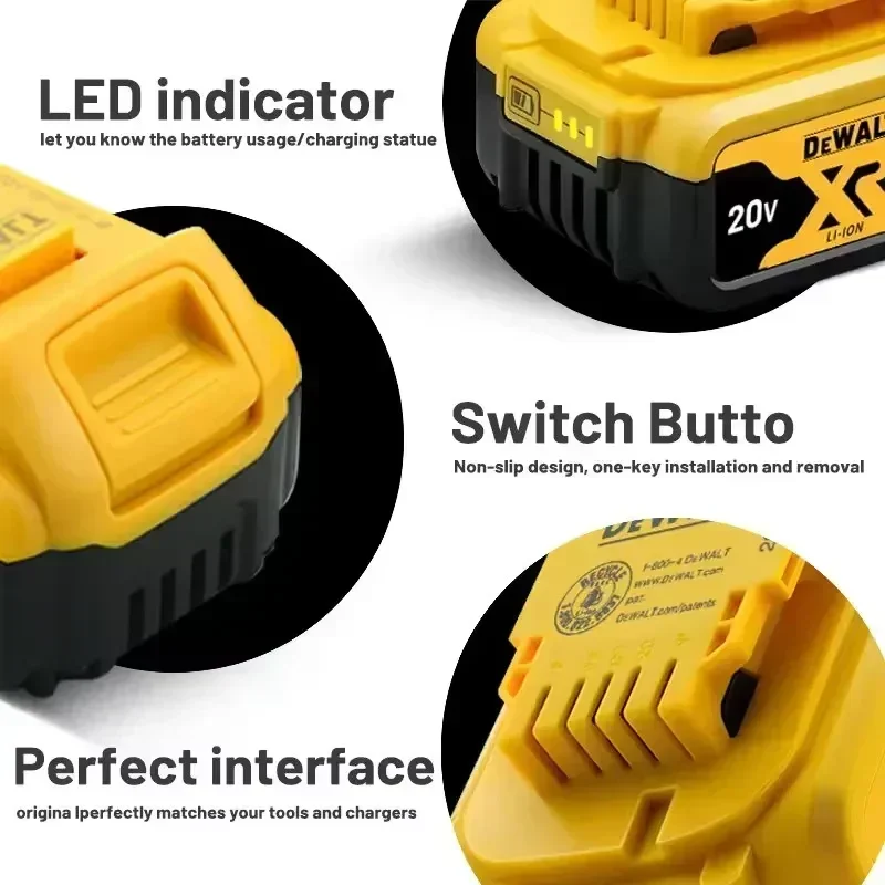 DEWALT 20V Akku 6AH wiederaufladbares Lithium-Ionen-Akku-Ladegerät DCB118 Bürstenloser Elektroschrauber Bohrmaschine DCD805 Elektrowerkzeug.