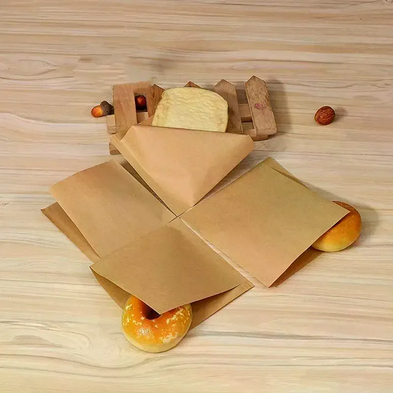 100 PCS Greaseproof Paper Bags Food Safe Material Oil Resistant For Bakery Packing Bread Donuts Snacks