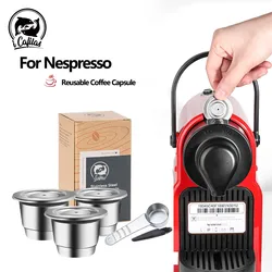 i Cafilas for Nespresso Inissia & Pixie Coffee Machine Reusable Coffee Capsule Stainless Steel Coffee Pod Filters with Spoon