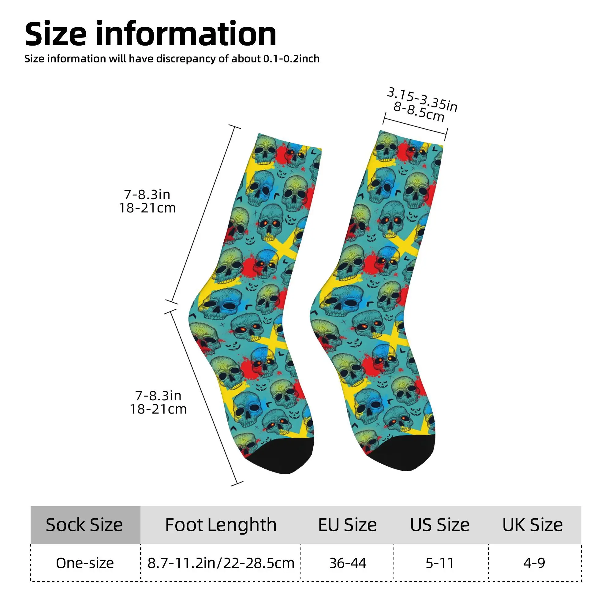 1pc With Dotted Skull Arrows Crosses And Red Blots Printed Men's Socks  Novelty Hip Hop Harajuku Pattern Crew Sock Casual Gift
