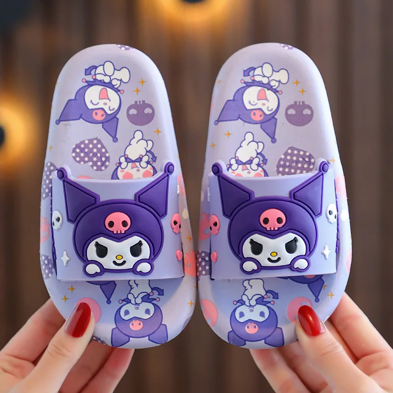 Sanrio Slippers Kawaii Hello Kitty Anime Kuromi Cinnamoroll My Melody Cute Kids Summer Beach Outdoor Non-Slip Slippers Girl Toys