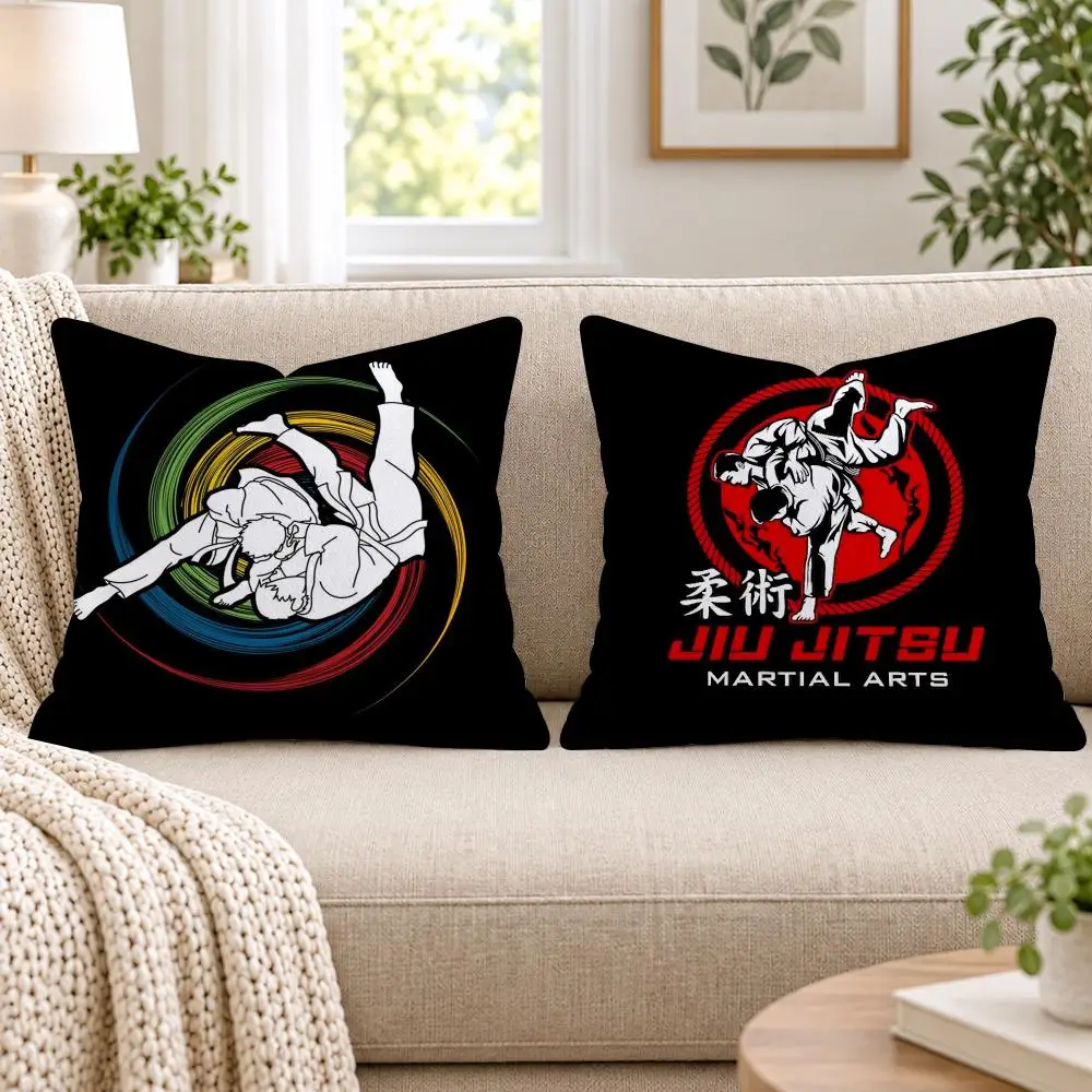 Sports Judo Martial Arts Cushion Cover Short Plush Double-Sided Printing Sofa Bedroom Living Room Throw Pillow Cover Home Decor