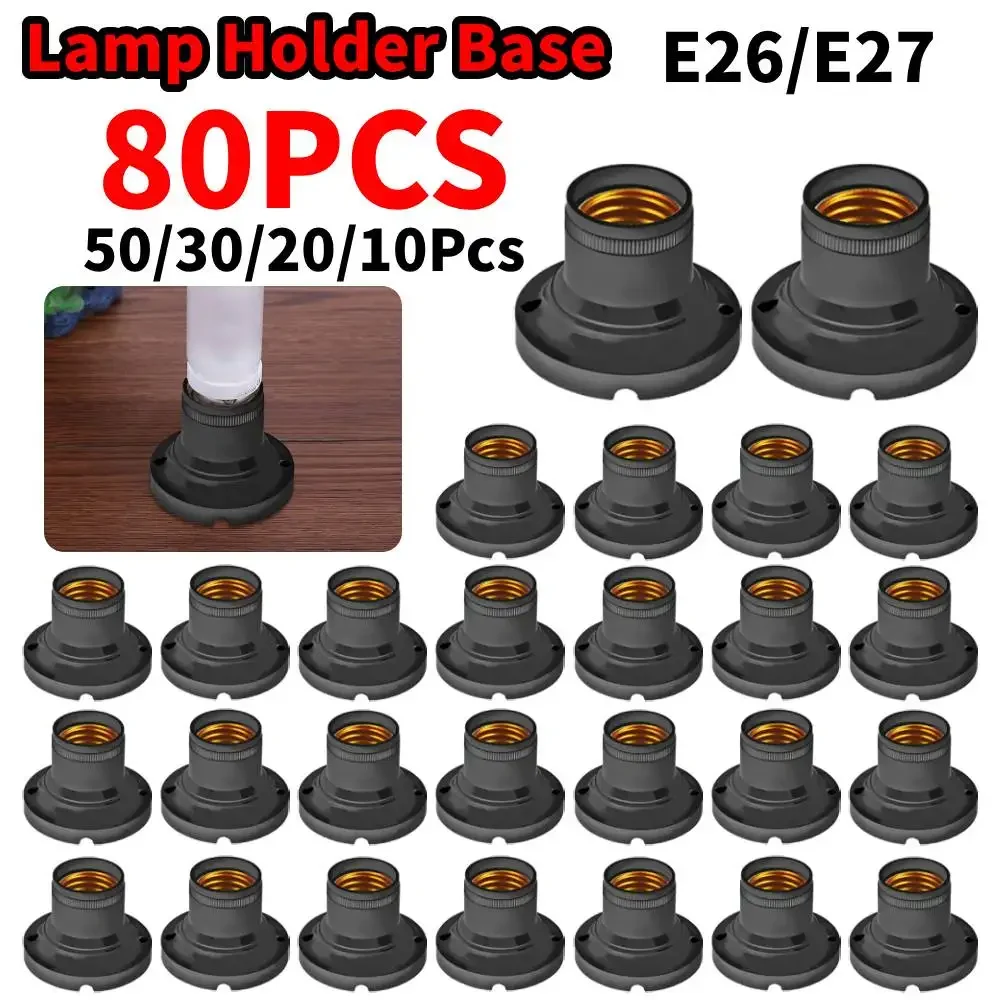 80pcs E27/E26 Socket Lamp Holder Socket AdapterCartridges Vintage Edison Lamp Holder Screw Bulb Base LED Bulb Adapter Fitting