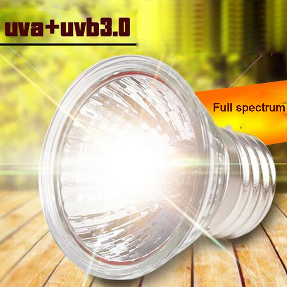 UVA+UVB 3.0 Reptile Lamp Kit with Clip-on Ceramic Light Holder Digital Thermometer Hygrometer Turtle Tortoises Basking UV Lamp