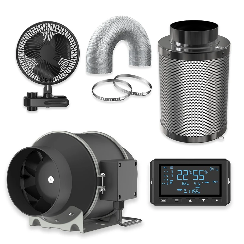 

Hydroponic 4-inch air duct fan with temperature and humidity control EC centrifugal fan