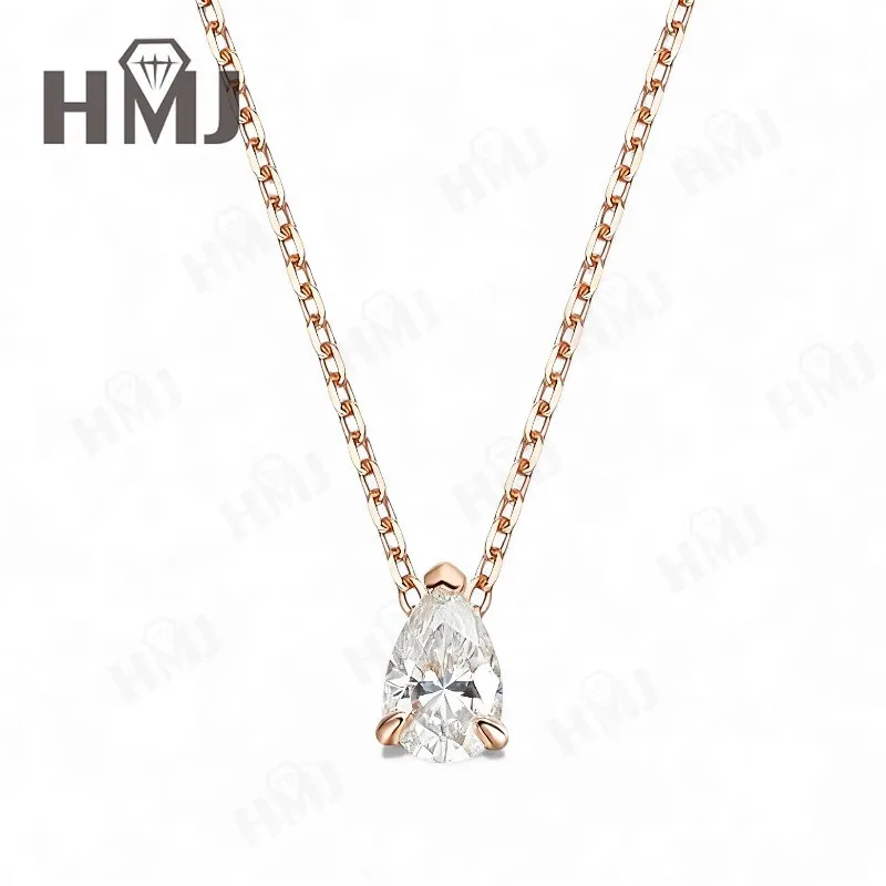 Moissanit-Halskette mit 1/2/3/4 Karat D-Farbe Birnenförmiger Moissanit S925 Vergoldete Kette in Weiß, Gelb oder Roségold für Damen, Verlobung, Alltag und Charme – Detail 5