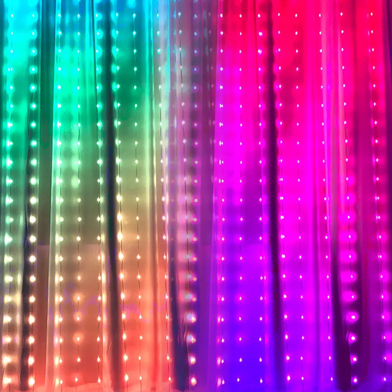 Music Colorful Window Curtain LED Light String Bluetooth New Year Festoon USB Fairy Lights Bedroom Christmas Decor LED Garland