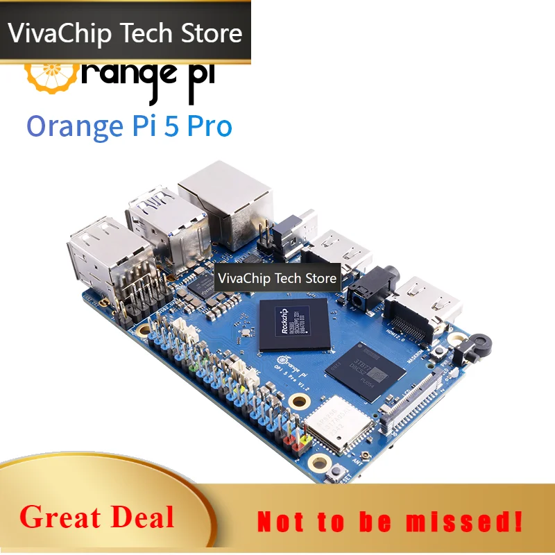 VivaChip TechOrange Pi 5 Pro 16GB RAM RK3588S Mini PC LPDDR5 WiFi Bluetooth BLE Development Board, Run Orangepi OS/Ubuntu/Debian