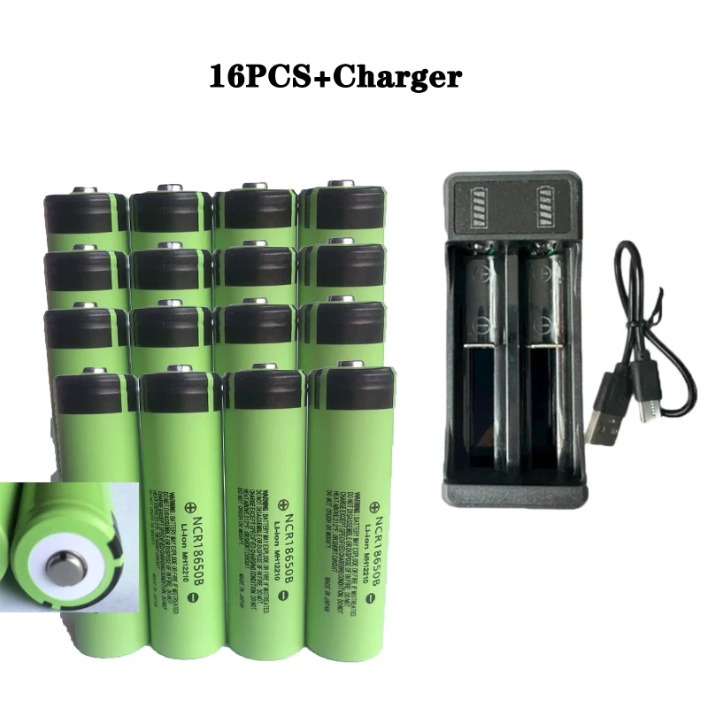 2024 protruding 100% USB rechargeable lithium battery NCR18650 3.7V 3400mAh 34B USB charger original battery cell flashlight