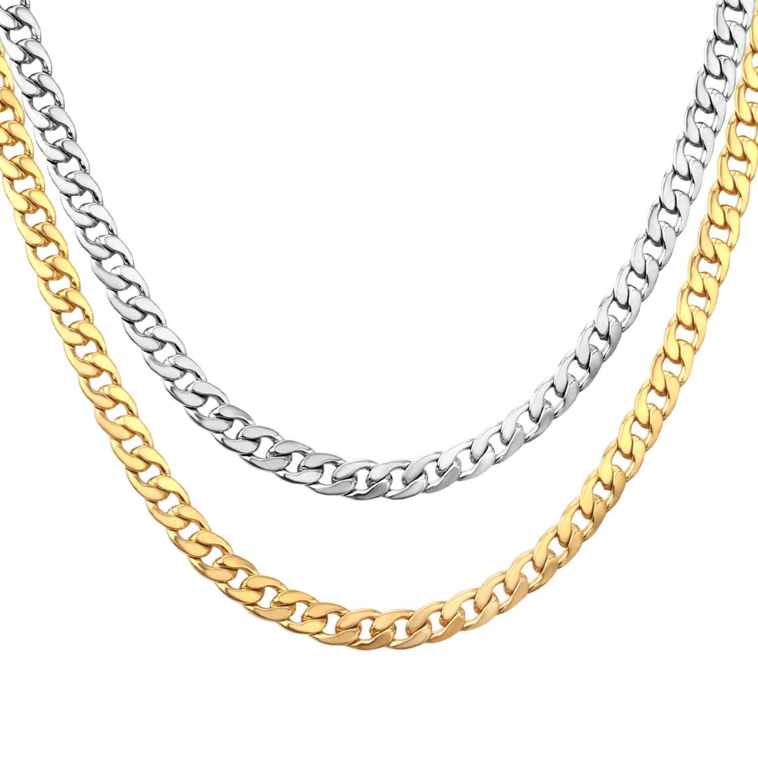 ASONSTEEL Cuban Chain Necklace for Men Women Punk Stainless Steel Curb Link Chain Chokers Vintage Gold Color Solid Metal Colla