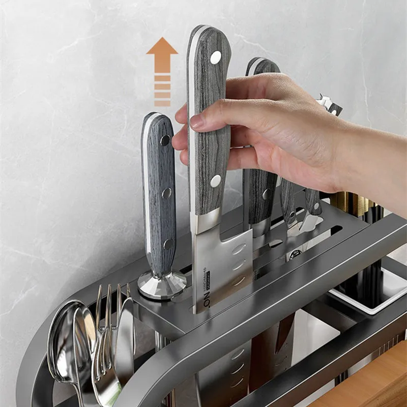 Stainless Steel Knife Holder Kitchen Rack Home Countertop Cutting Board Rack Cutting Board Knife Integrated Storage Rack